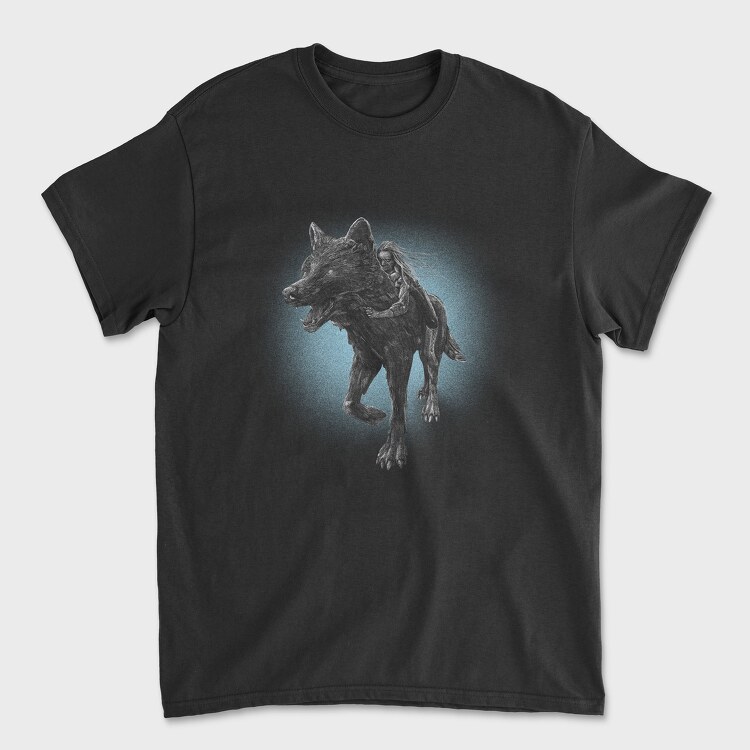 Tricou Barbati (Unisex), Girl Riding Wolf