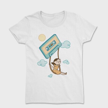 Tricou Femei, Girl Swinging on a Cassette Tape