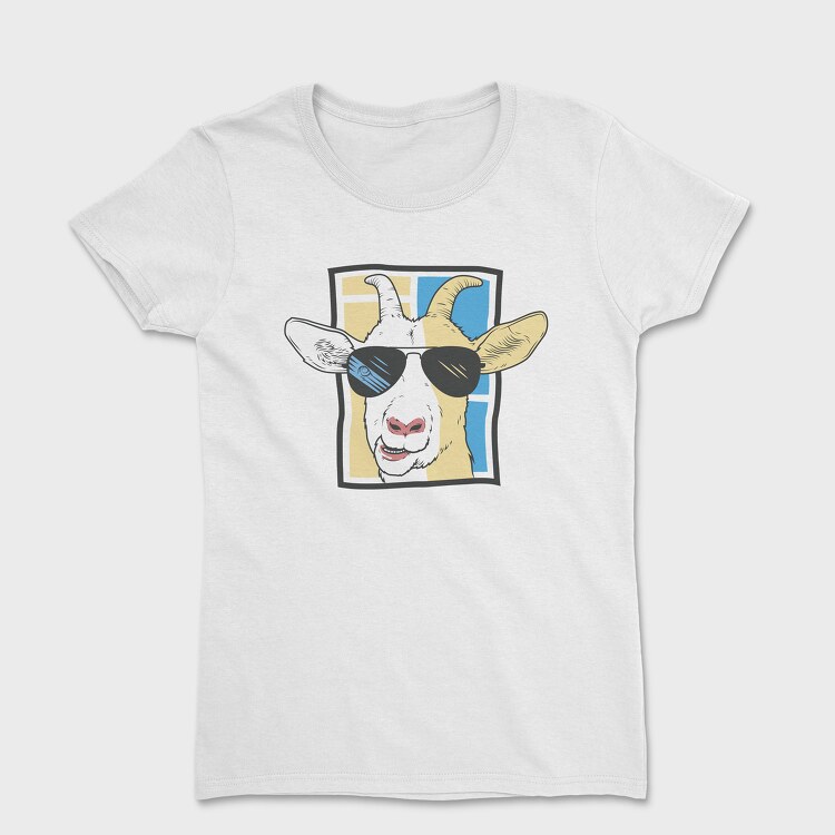 Tricou Femei, Goat With Sunglasses