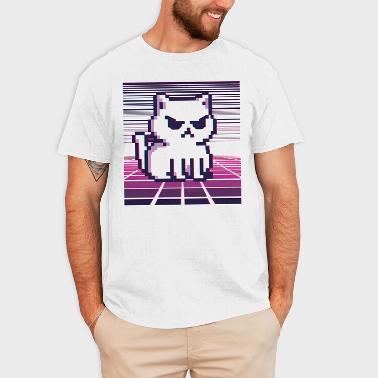 Pixel White Cat, Tricou Barbati (Unisex)