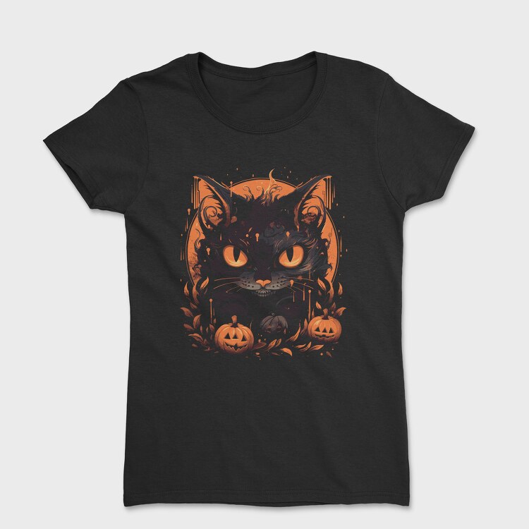 Tricou Femei, Halloween Cat