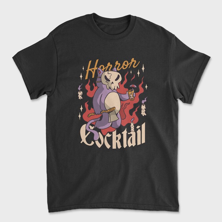 Tricou Barbati (Unisex), Horror Cocktail Cat