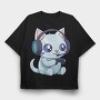 Cute Gamer Cat, Tricou Oversize Barbati (Unisex)