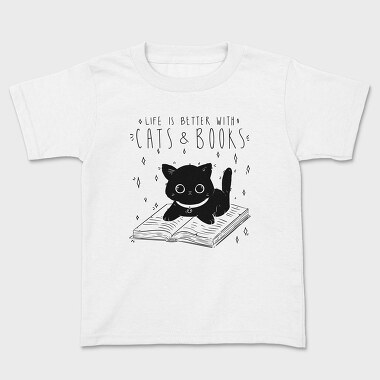 Life Is Better With Cats and Books, Tricou Copii