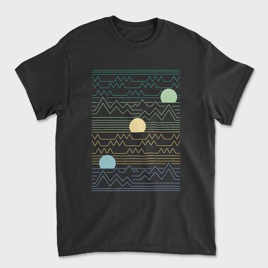 Lineart Sunset Landscape, Tricou Barbati (Unisex)