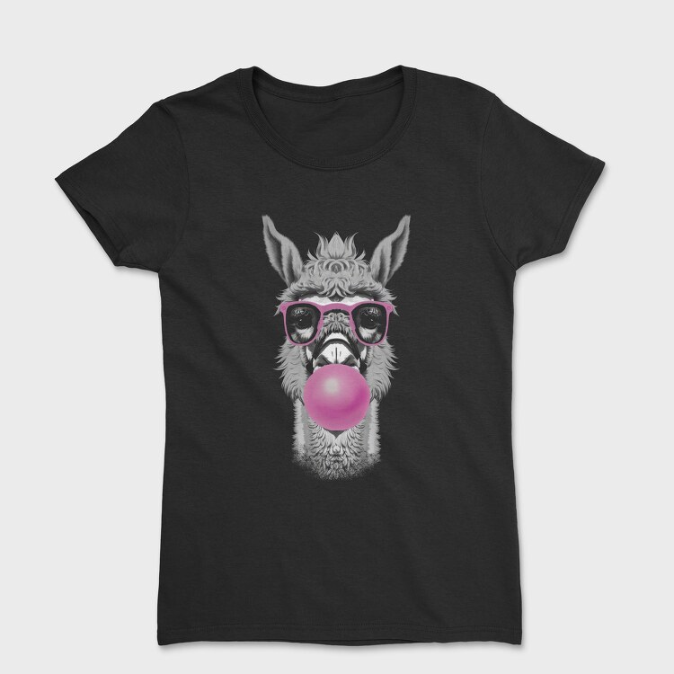 Tricou Femei, Llama Monochrome Bubblegum