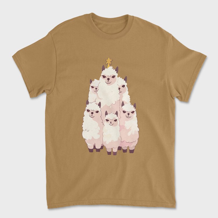 Tricou Barbati (Unisex), Llamas Christmas Tree