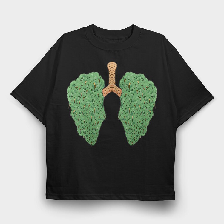 Cannabis Lungs, Tricou Oversize Barbati (Unisex)