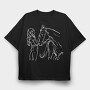 Girl With Horse, Tricou Oversize Barbati (Unisex)