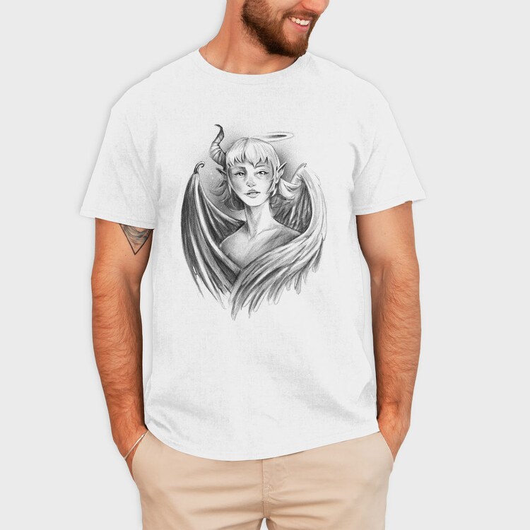 Angel And Demon Girl, Tricou Barbati (Unisex)