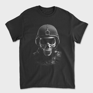 Militar Skull Monochrome, Tricou Barbati (Unisex)