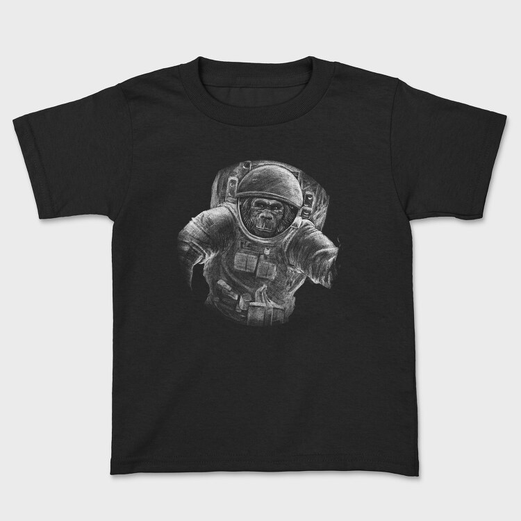 Tricou Copii, Monkey Astronaut Monochrome