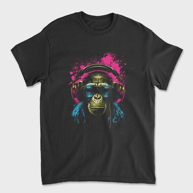 Tricou Barbati (Unisex), Monkey Headphones Portrait