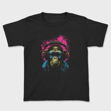 Tricou Copii, Monkey Headphones Portrait