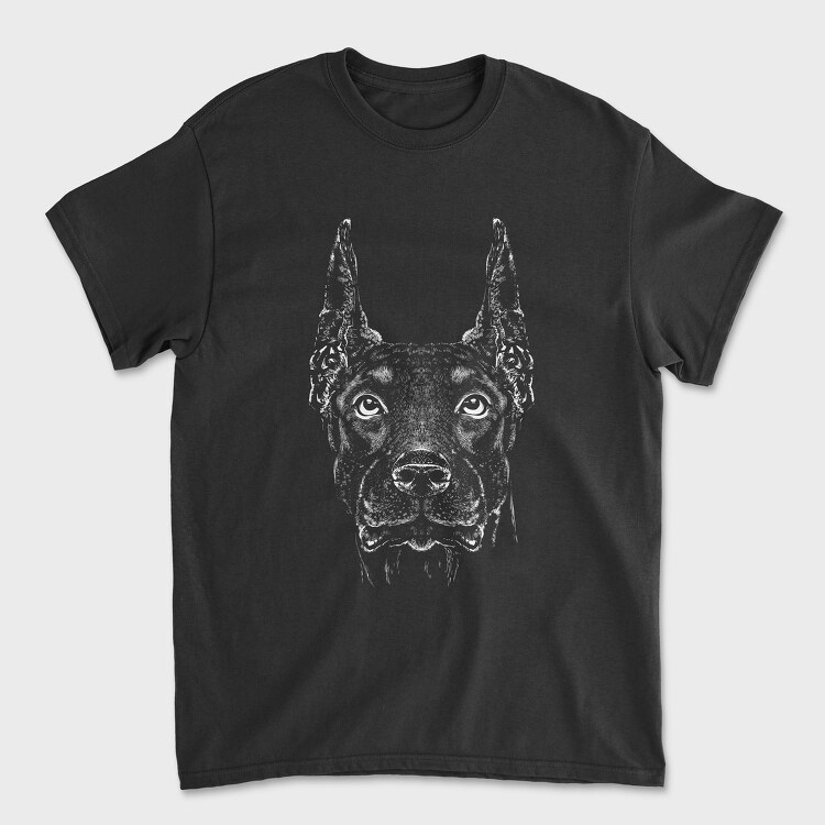 Tricou Barbati (Unisex), Monochrome Doberman