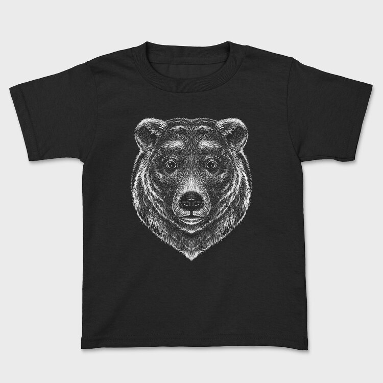 Tricou Copii, Monochrome Portrait Bear