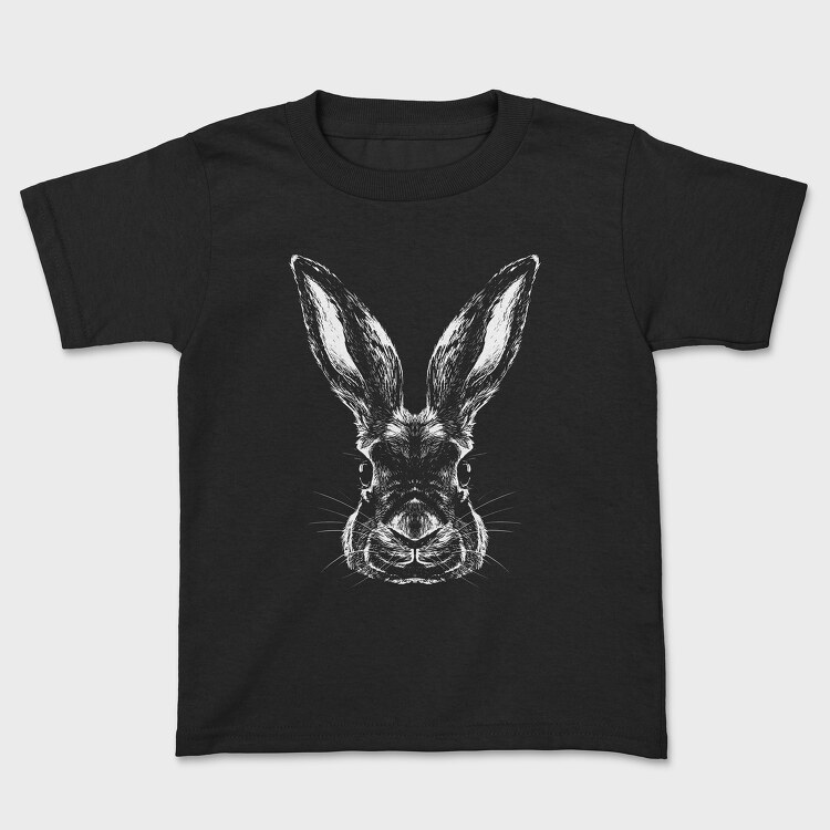 Tricou Copii, Monochrome Portrait Rabbit