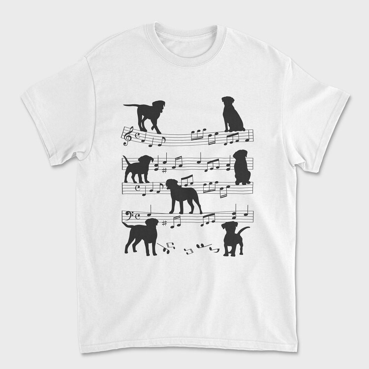 Tricou Barbati (Unisex), Music Staff Dogs