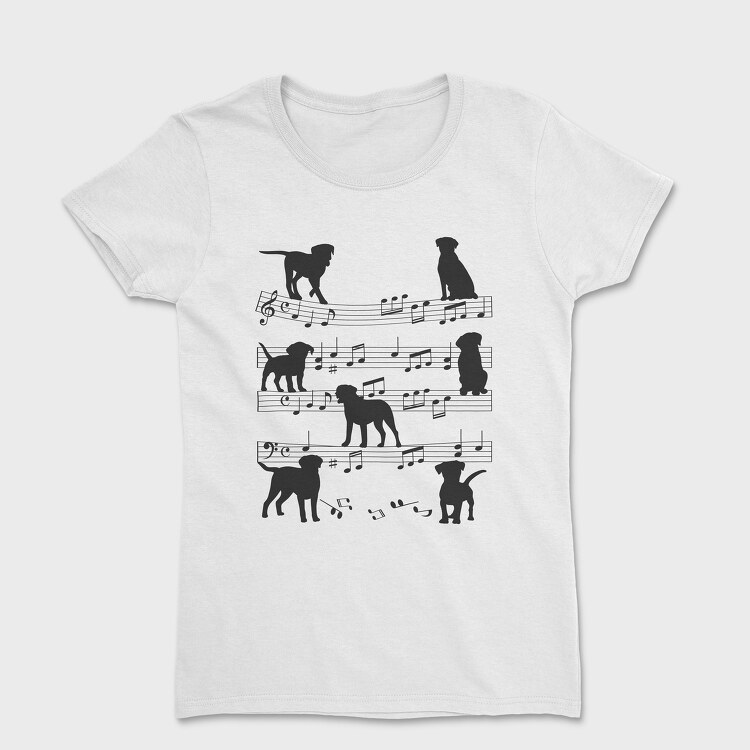 Tricou Femei, Music Staff Dogs