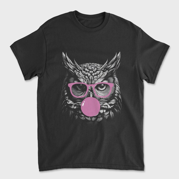 Tricou Barbati (Unisex), Owl Monochrome Bubblegum