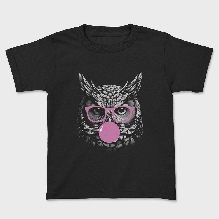 Tricou Copii, Owl Monochrome Bubblegum