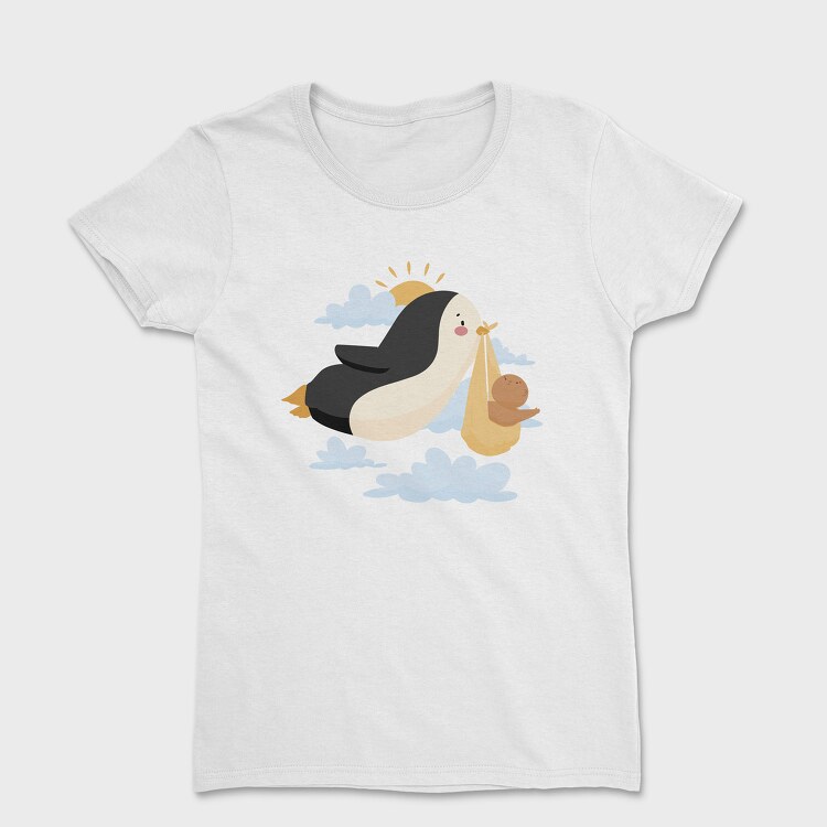 Tricou Femei, Penguin With a Baby