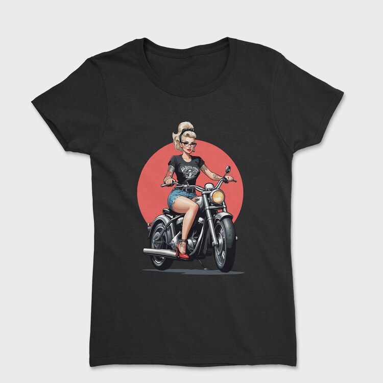 Tricou Femei, Pin Up Girl Bike