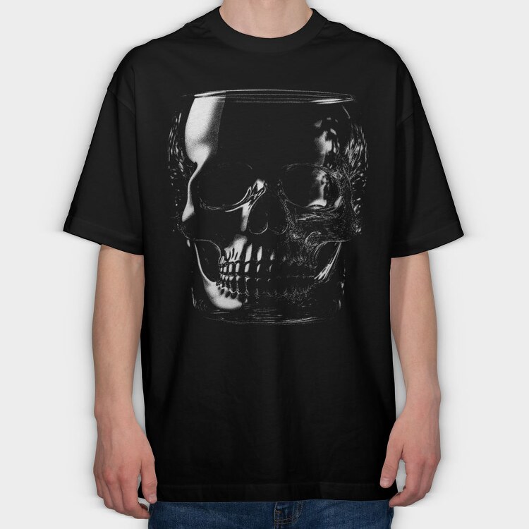 Glass Skull Realistic Creepy, Tricou Oversize Barbati (Unisex)