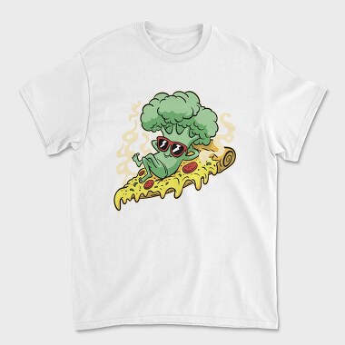 Tricou Barbati (Unisex), Pizza Brocoli Cartoon