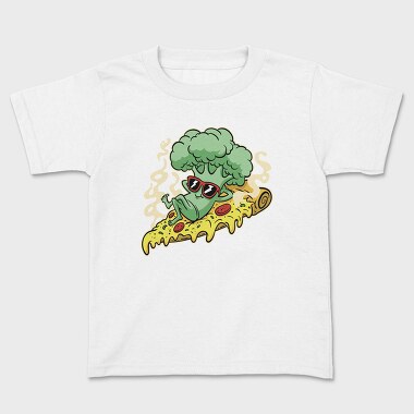 Tricou Copii, Pizza Brocoli Cartoon