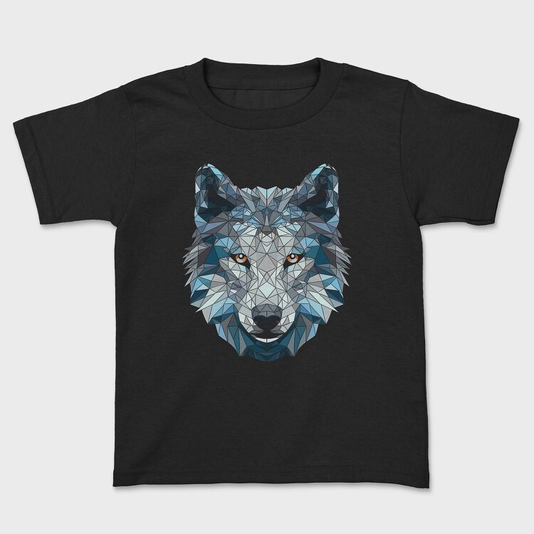 Tricou Copii, Polygonal White Wolf