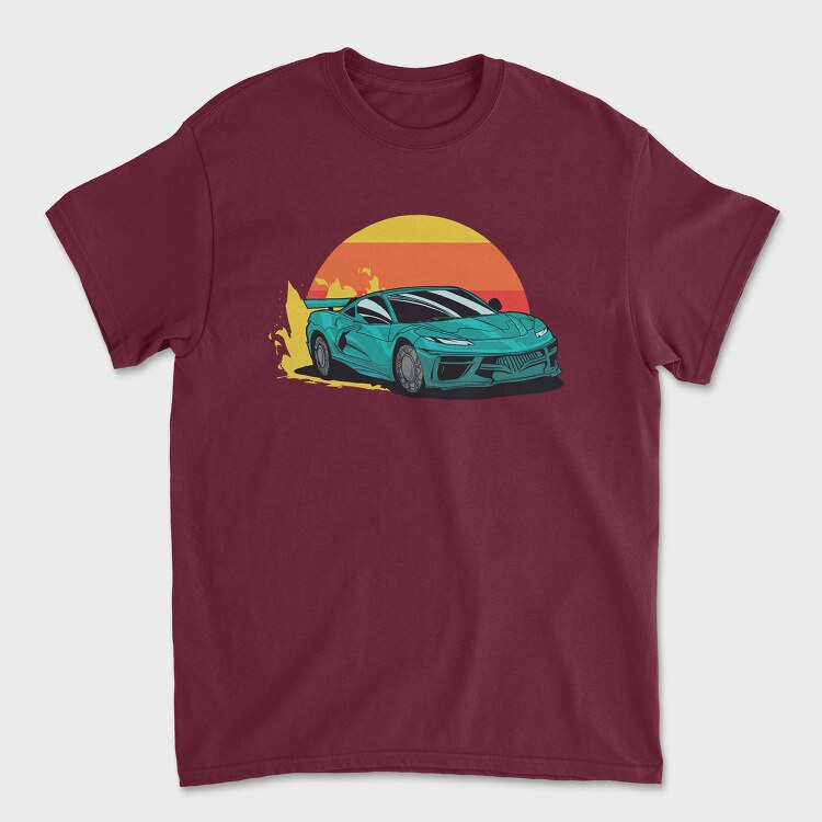 Tricou Barbati (Unisex), Racecar Retro Sunset