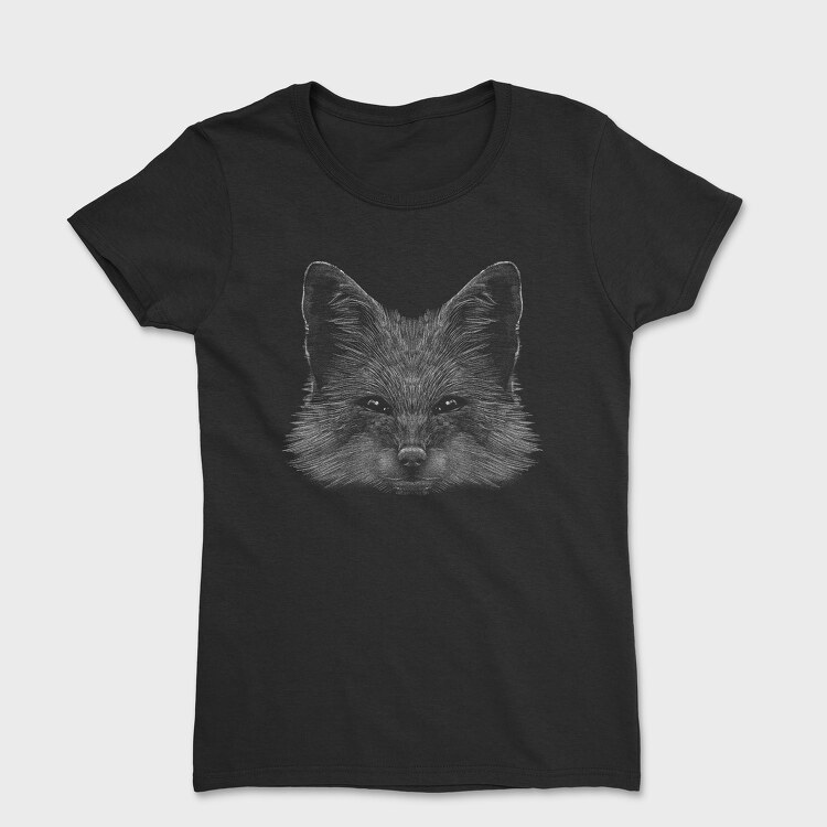 Tricou Femei, Realistic Fox Monochrome