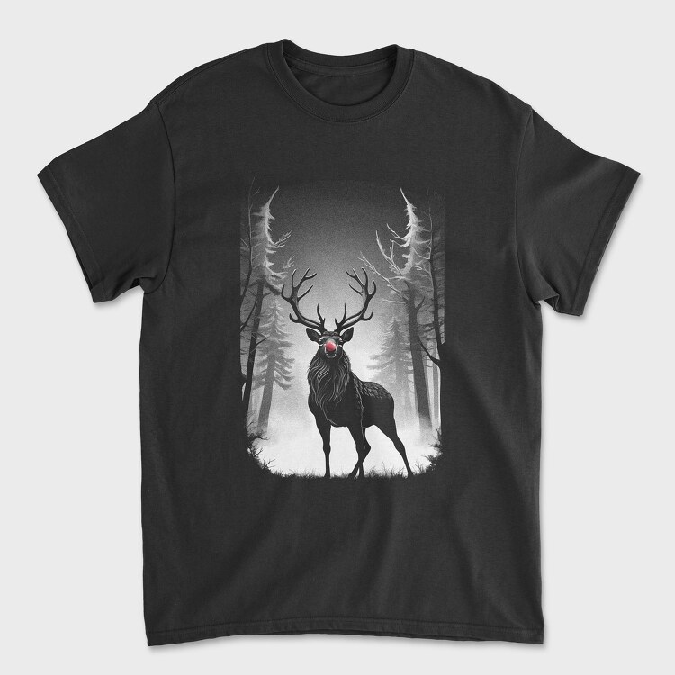 Tricou Barbati (Unisex), Reindeer Monochochrome Christmas