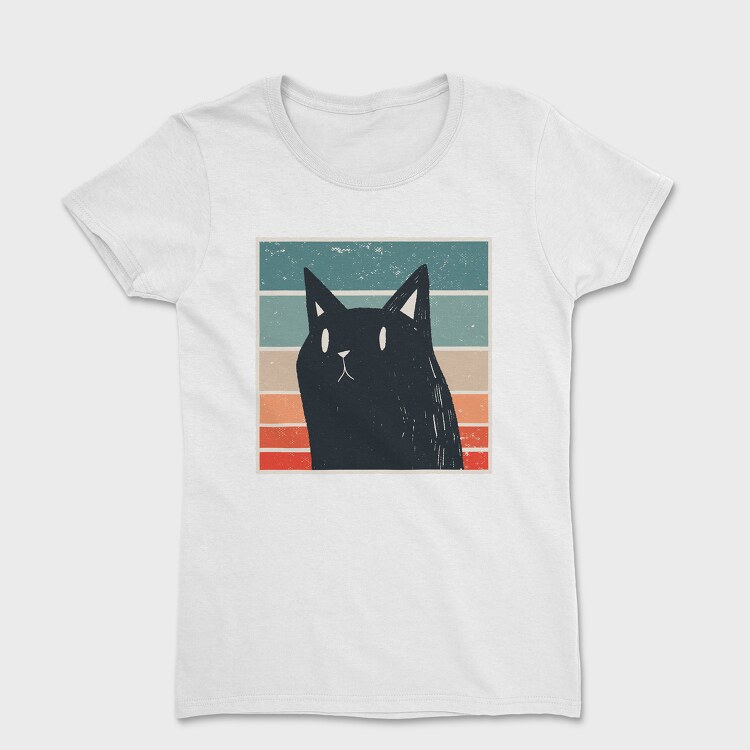 Tricou Femei, Retro Black Cat