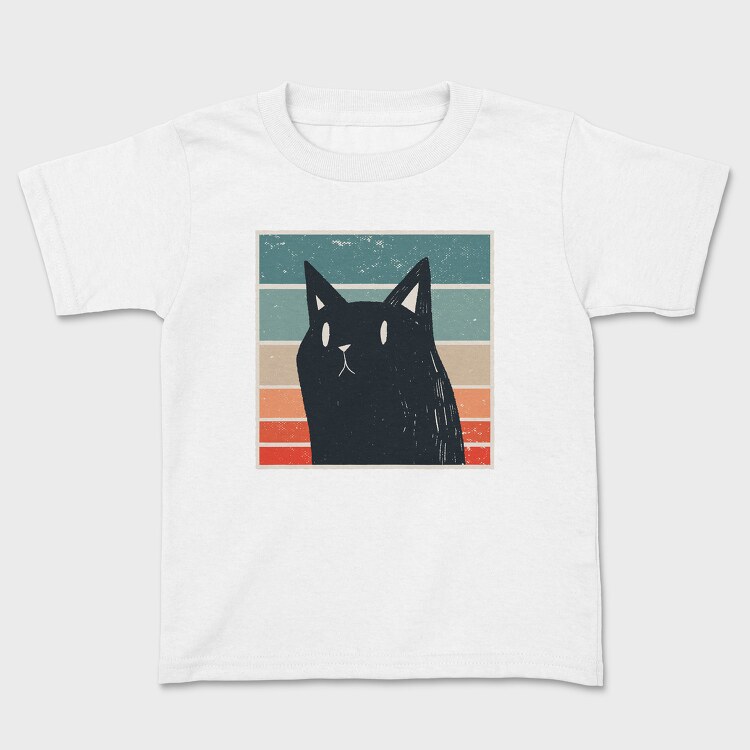 Tricou Copii, Retro Black Cat