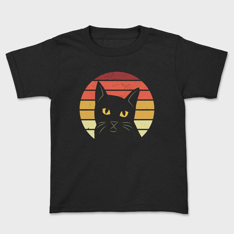 Tricou Copii, Retro Sunset Cat