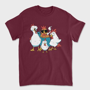 Tricou Barbati (Unisex), Rooster Cartoon Chickens