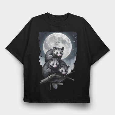 Moonlit Three Opossum, Tricou Oversize Barbati (Unisex)