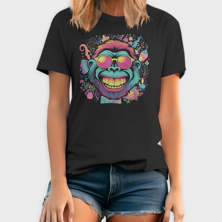 Psychedelic Ape Wearing Sunglasses, Tricou Barbati (Unisex)