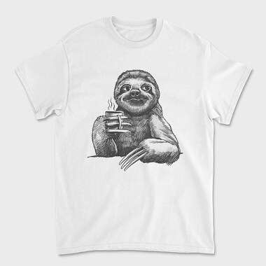 Sloth Sketch Coffee, Tricou Barbati (Unisex)