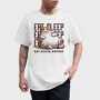 Lazy Cat Quote Eat Sleep Repeat, Tricou Barbati (Unisex)