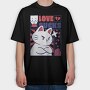 Angry Cat Anti Valentines Day Valentine, Tricou Oversize Barbati (Unisex)