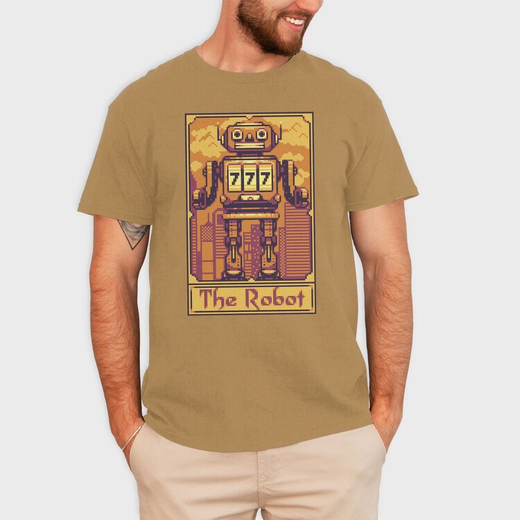 Pixelart Tarot Card the Robot, Tricou Barbati (Unisex)