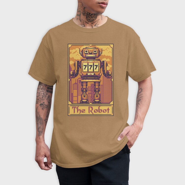 Pixelart Tarot Card the Robot, Tricou Barbati (Unisex)