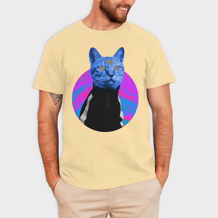 Psychedelic Trippy Cat Kitty, Tricou Barbati (Unisex)