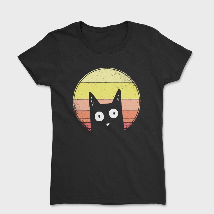 Vintage Sunset Cat, Tricou Femei