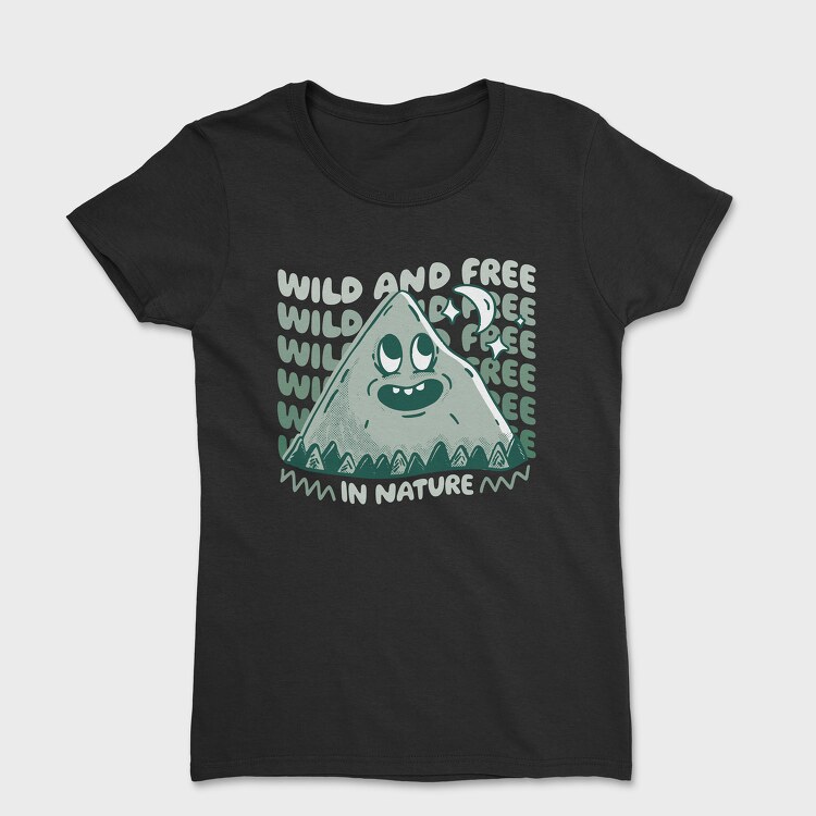 Wild and Free Mountain Cartoon, Tricou Femei