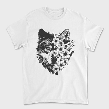 Wolf With Flowers, Tricou Barbati (Unisex)