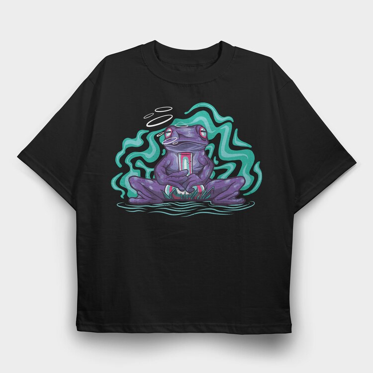Psychedelic Trippy Frog Animal, Tricou Oversize Barbati (Unisex)